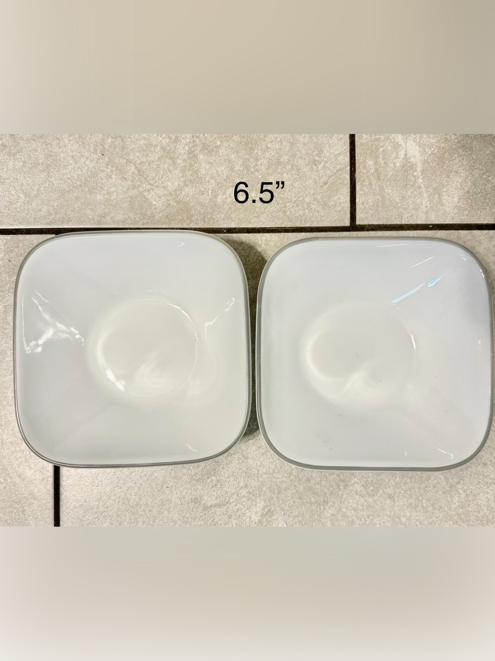Corelle Simple Lines 6.5” Square Gray Trim Bowls 2